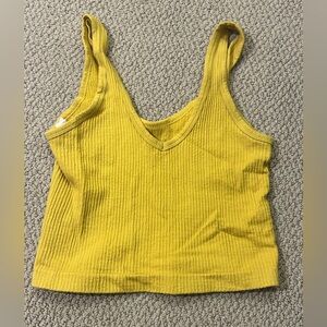 Urban Outfitters Yellow Ribbed Crop Tank Top